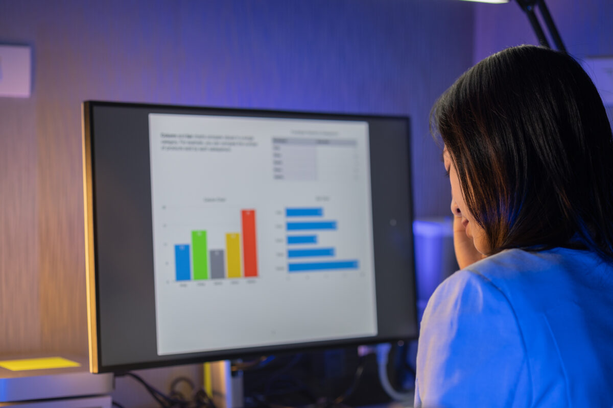 Woman reviewing data