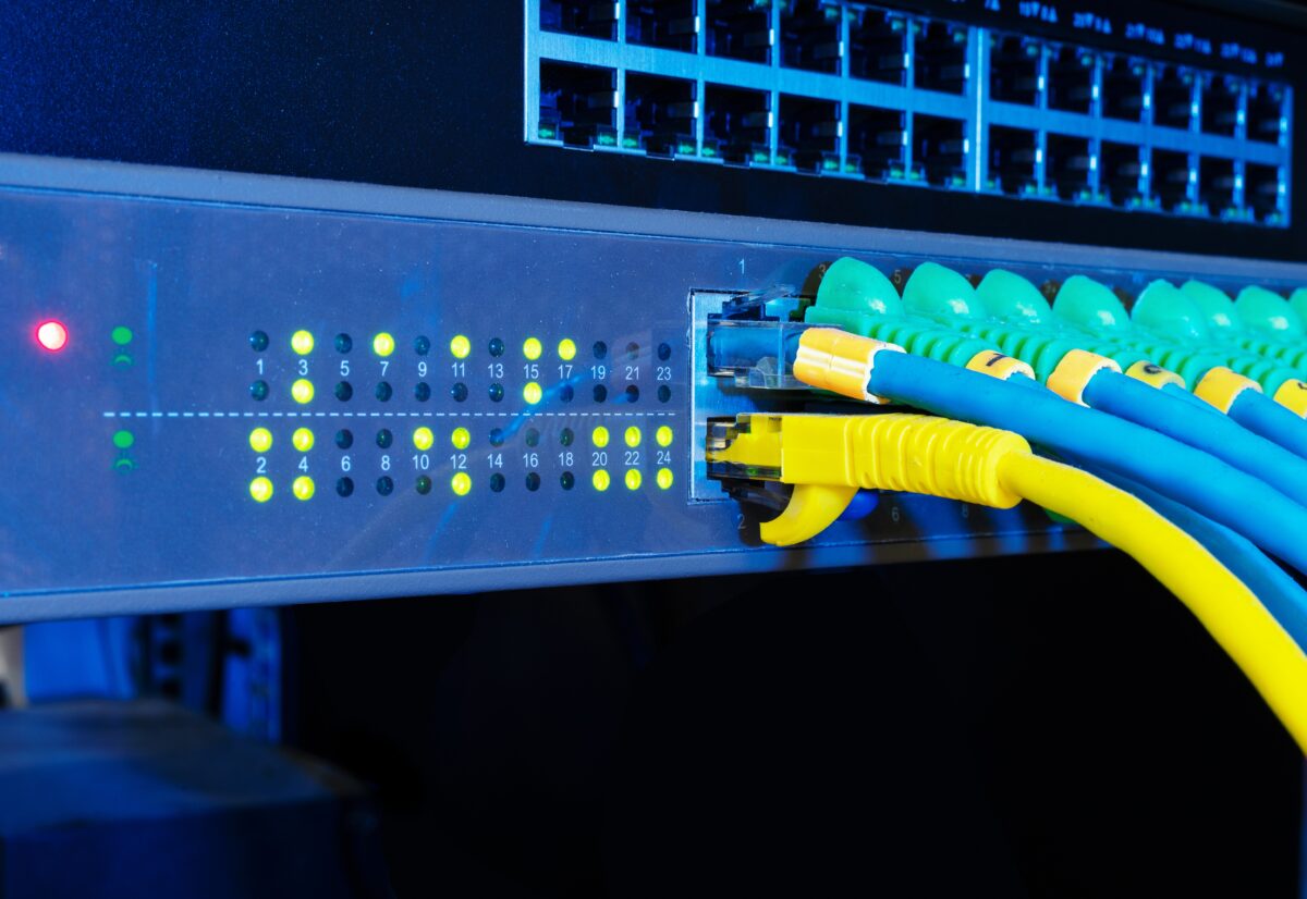 network-server-panel-on-black-background