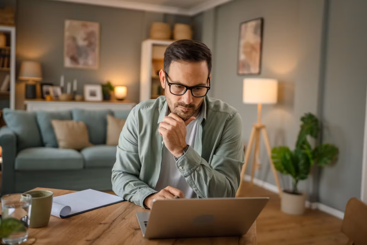 Man looking at laptop