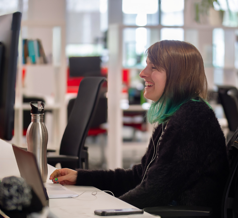 Northcoders student upskilling in tech at computer