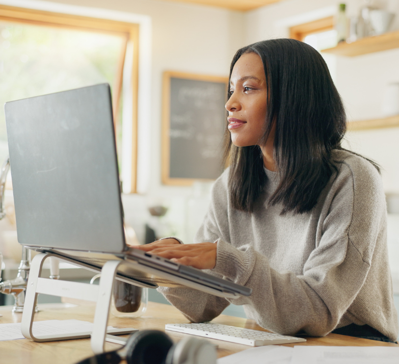 woman working at laptop
