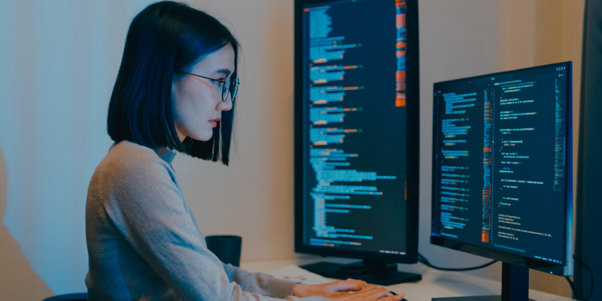 Woman developer coding RAG AI system